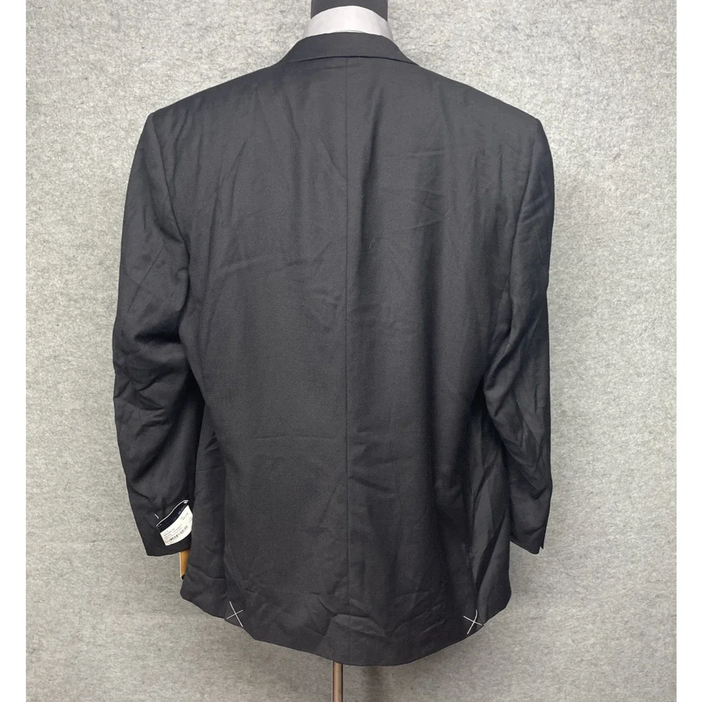 NWT Bill Blass 48L Black Double Breasted Wool Sport Coat Blazer